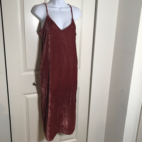 7FAM Pink Midi Velvet Short Casual Dress - Picture 3 of 5